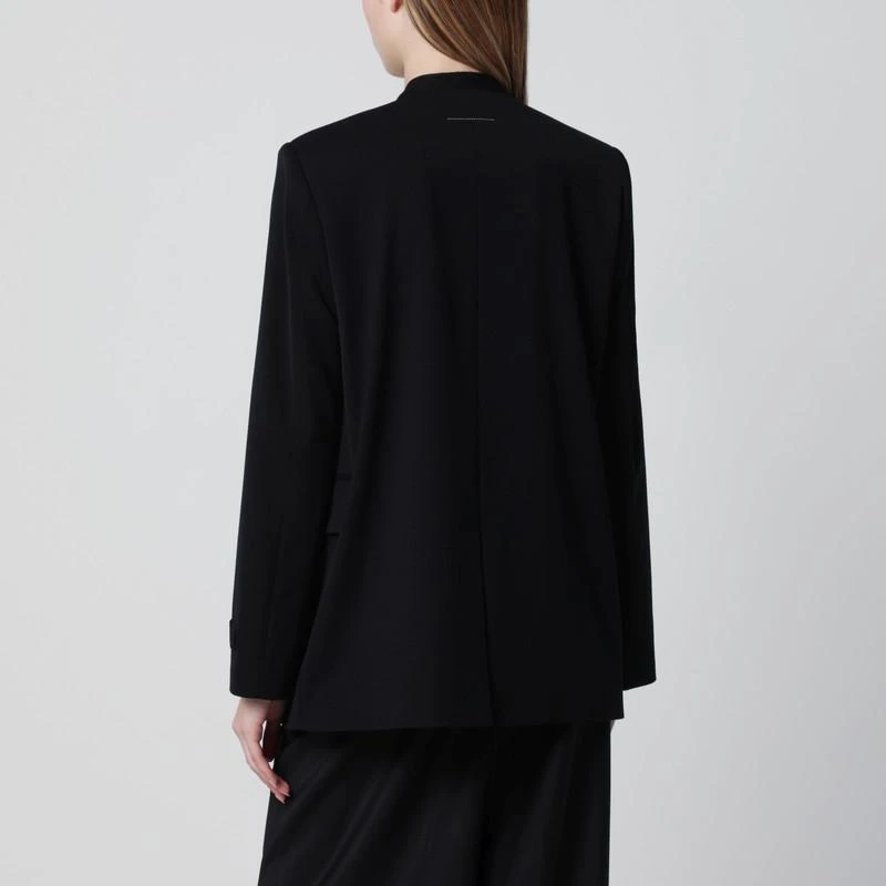 MM6 Black collarless single-breasted blazer 3
