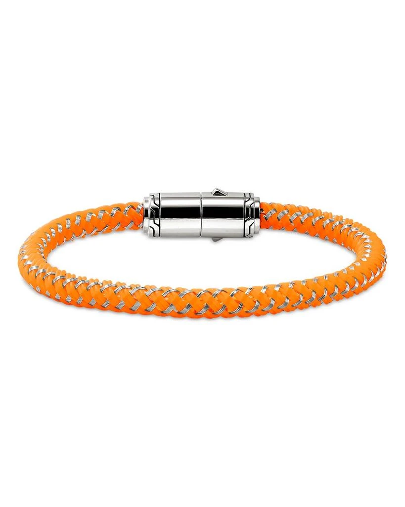 John Hardy Men
s Sterling Silver Orange Rubber 
Stainless Steet Cord Bracelet 5