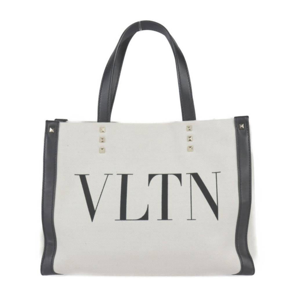 Valentino Canvas Leather Handbag Shoulder Bag Tote Bag (Pre-Owned)