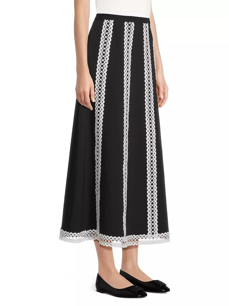 Misook Contrast Lace & Twill Midi Skirt 4