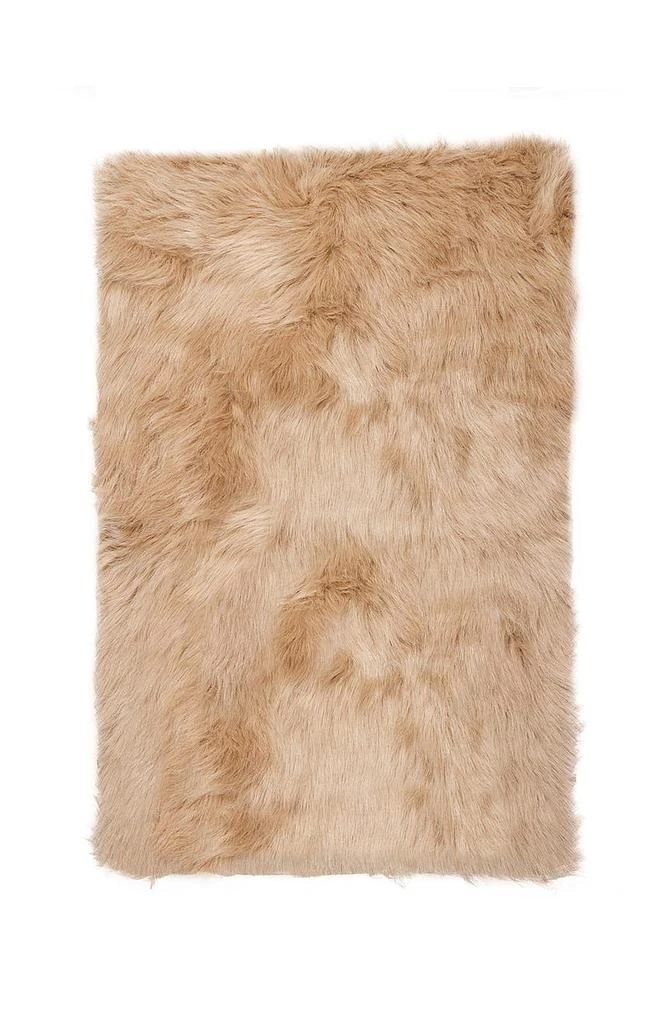 LUXE Faux Fur Hudson Rectangular Rug - 2ft x 3ft - Tan 1