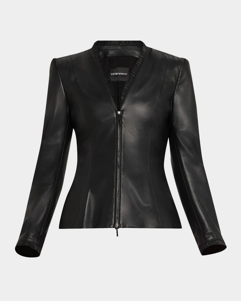 Emporio Armani Tailored Zip-Front Nappa Leather Jacket 1
