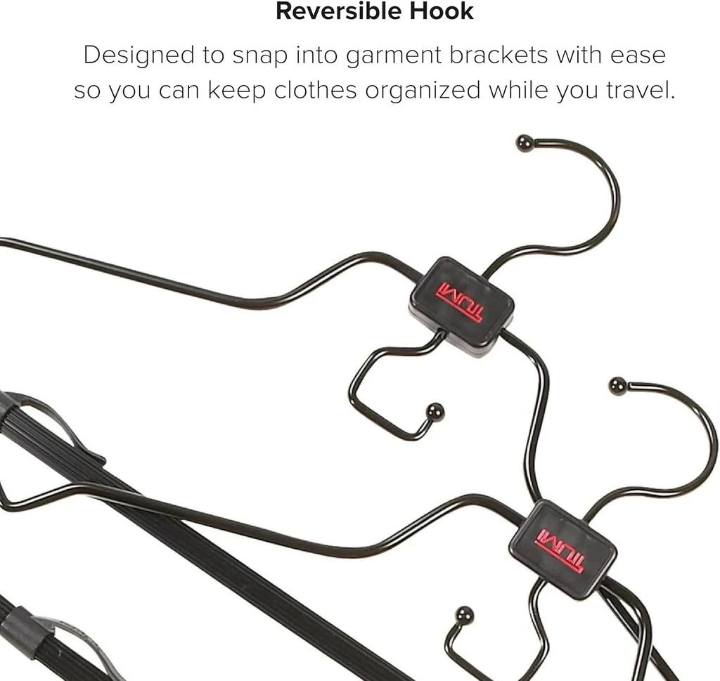 Tumi TUMI - 2-Piece Hangers Set - Travel Clothes Hanger for Suit, Coat 
Trousers - Space Saving Garment Bag Hangers w/ Hooks - Black 7