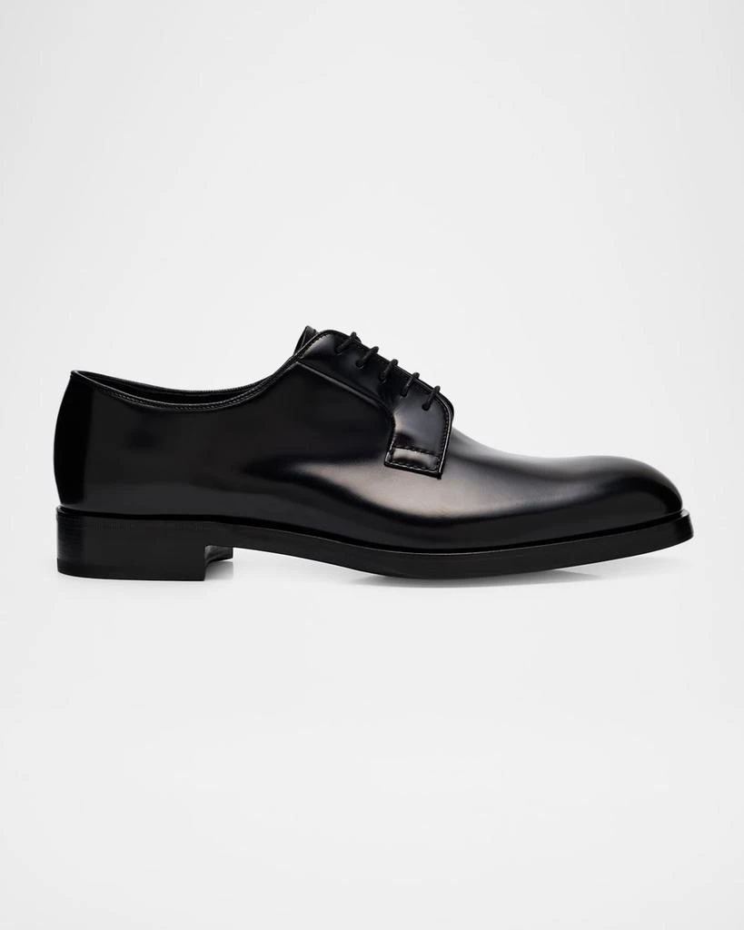 Men\'s Black Prada Brushed Leather Platform Derby Shoes Prada Monolith Chunky Sole Black Leather Derby | eBay main image 4