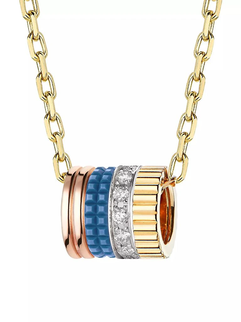 Boucheron Unisex Quatre Blue Edition Tri-Tone 18K Gold, HyCeram & 0.17 TCW Diamond Pendant Necklace 4