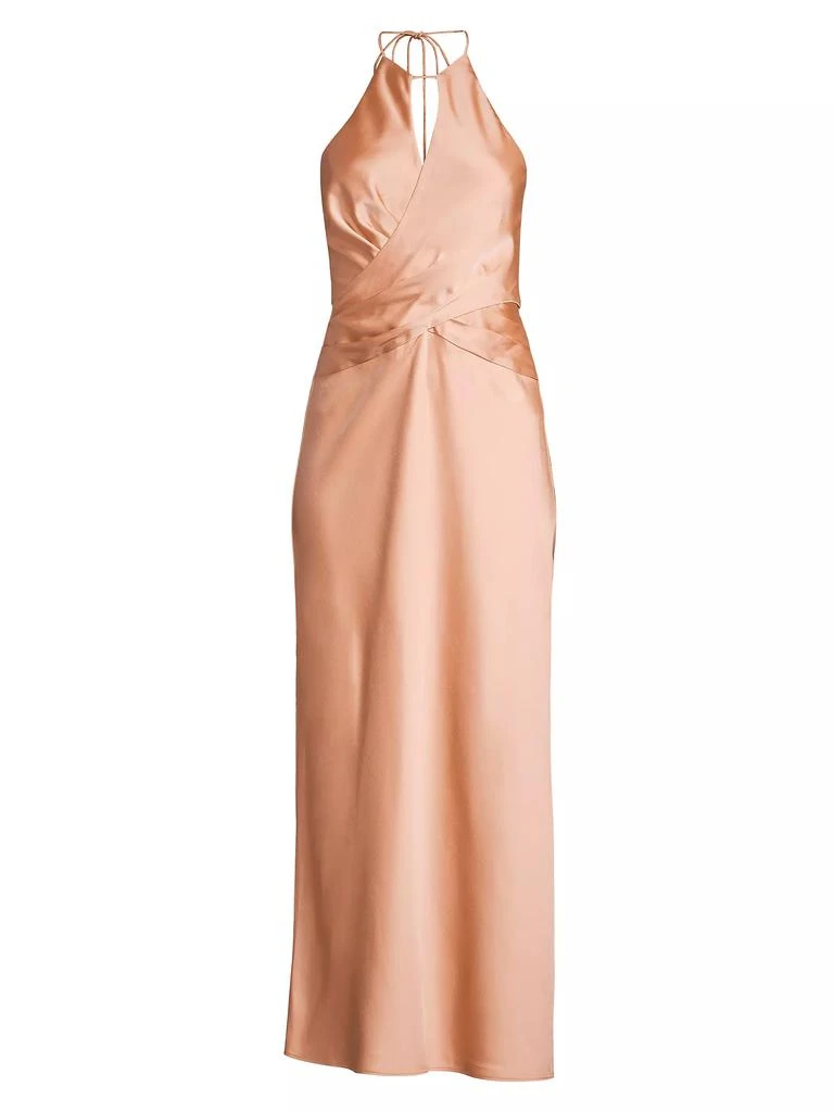Significant Other Alix Satin Halter Crossover Midi-Dress 1