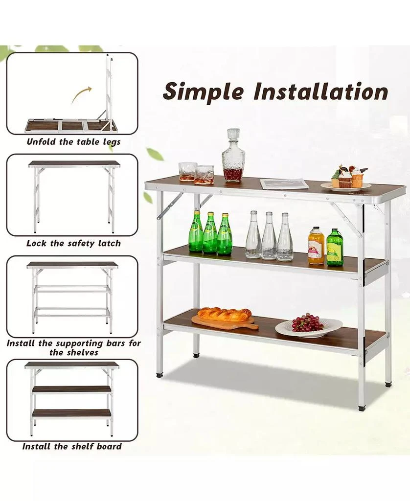 KUYOTQ Folding Camping Table with 2-Tier Open Shelves for Outdoor BBQ 7