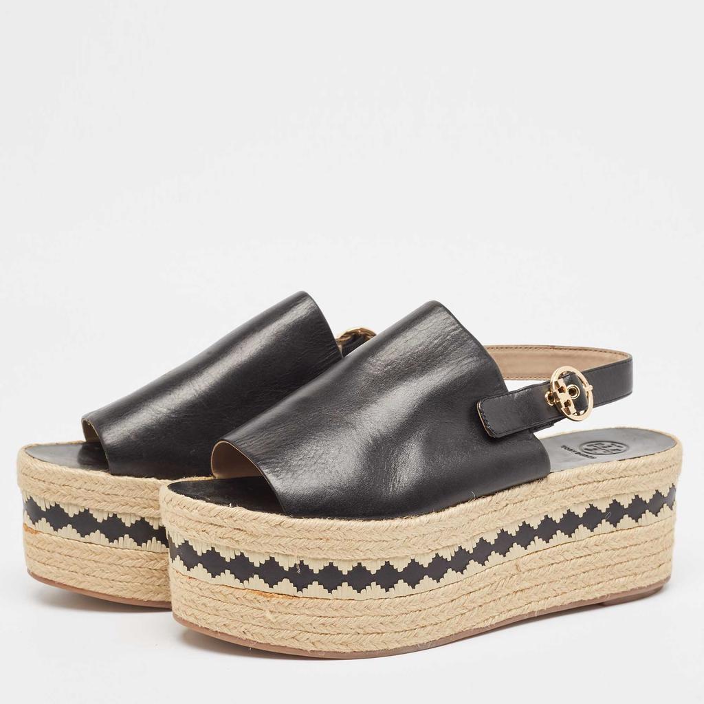 Tory Burch Tory Burch Black Leather Dandy  Slingback Sandals Size 40