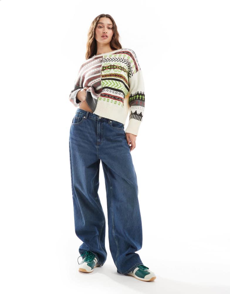 Daisy Street Daisy Street fairisle split knitted jumper