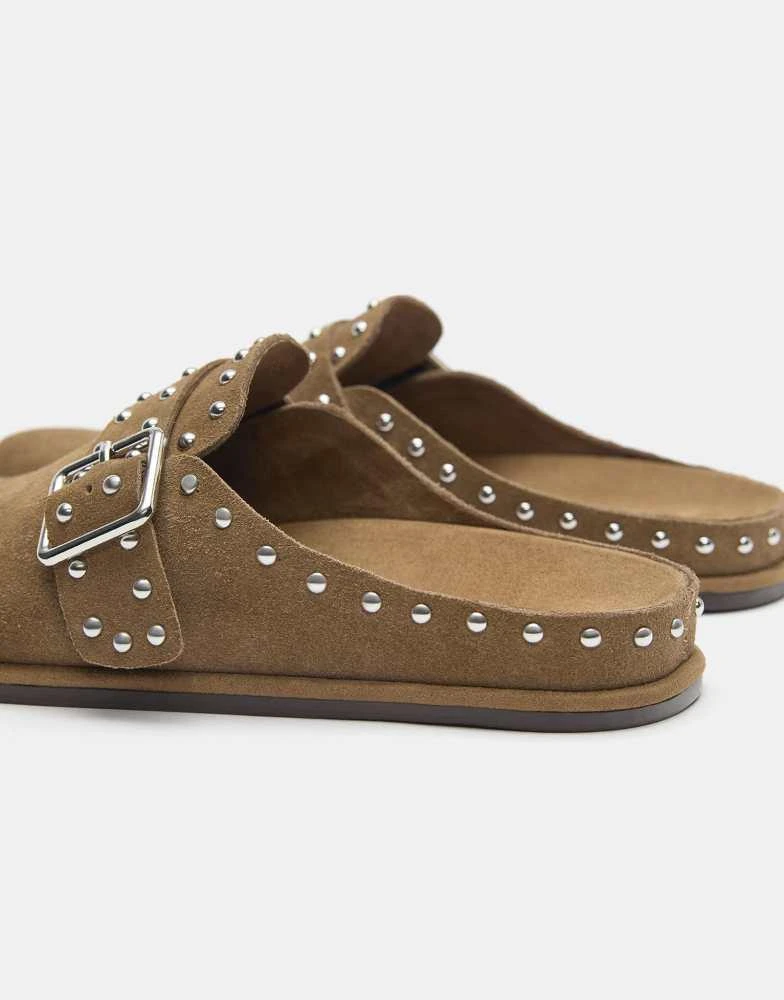 Pull&Bear Pull&Bear Leather clogs in sand 2