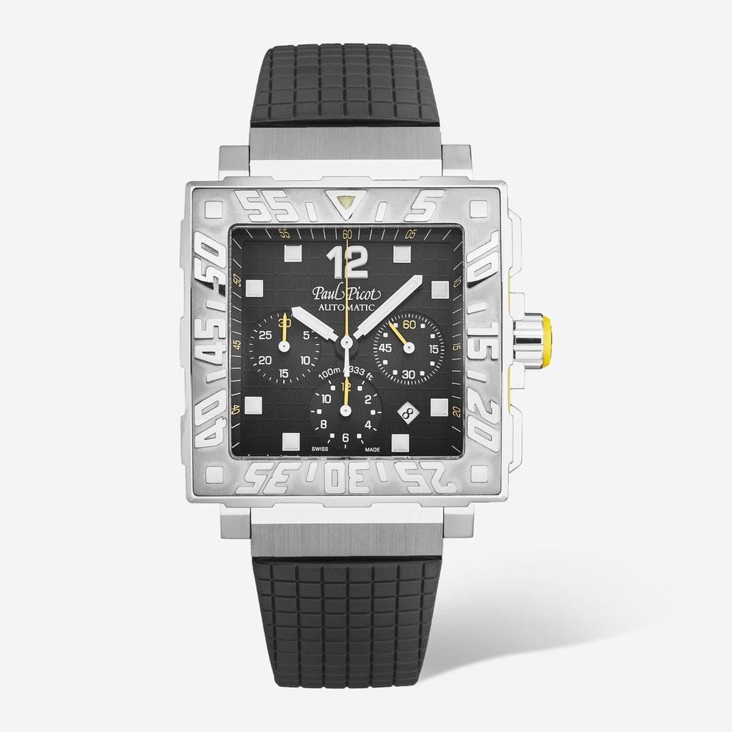 Paul Picot Paul Picot C-Type Chronograph Black Dial Black Rubber Strap Men's Automatic Watch P0830.SG.5010.3301