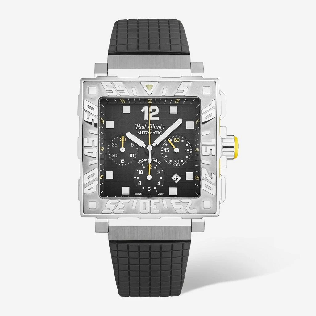 Paul Picot Paul Picot C-Type Chronograph Black Dial Black Rubber Strap Men's Automatic Watch P0830.SG.5010.3301 1