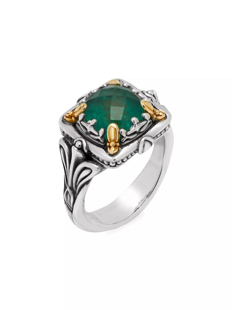 Konstantino Heirloom Sterling Silver, 18K Yellow Gold & Aventurine Doublet Ring