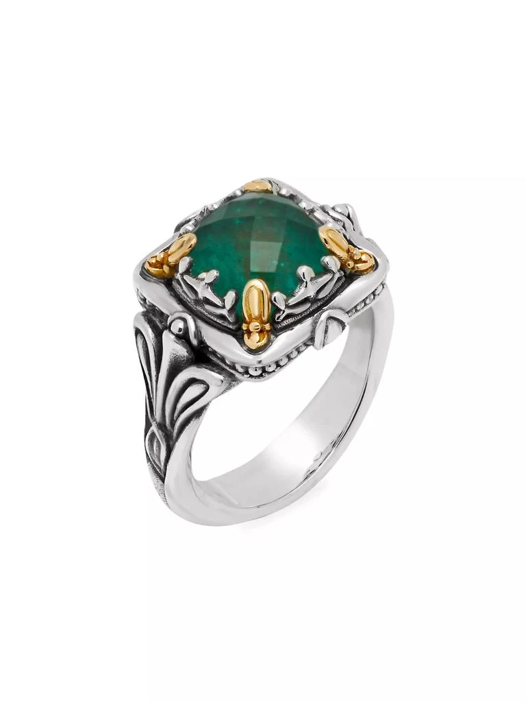 Konstantino Heirloom Sterling Silver, 18K Yellow Gold & Aventurine Doublet Ring 1