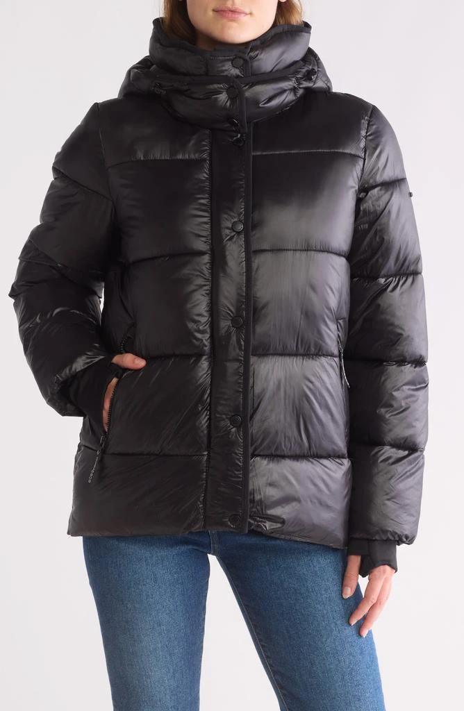 BCBG Channel Quilted Hooded Puffer Jacket 1