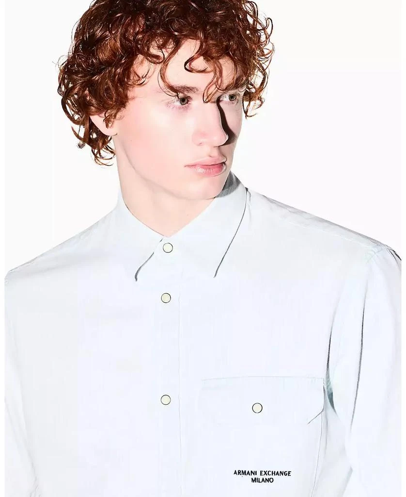 Armani Exchange Men's Short Sleeve Denim Striped Shirt - Shirts - Free Shipping - BeyondStyle Armani Exchange Men's Short Sleeve Denim Striped Shirt - Shirts - Free Shipping - BeyondStyle
