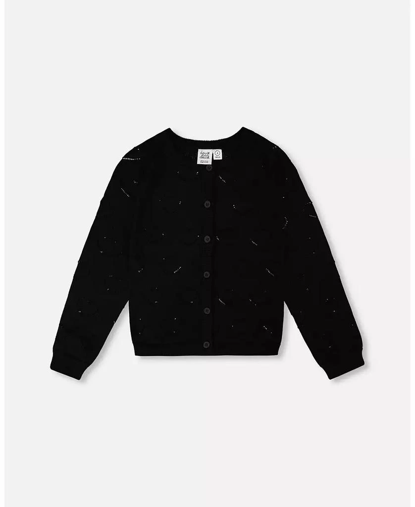 Deux par Deux Baby Girls Pointelle Knit Cardigan Black