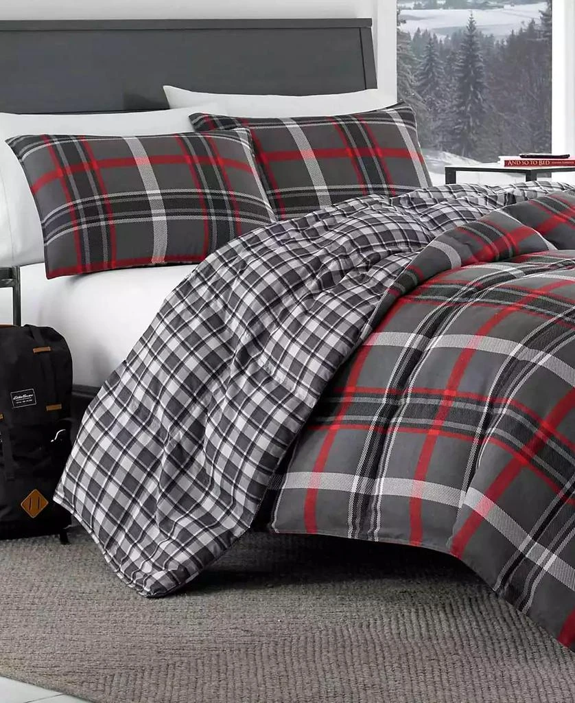 Eddie Bauer Willow Plaid Microsuede Reversible Comforter Set 2