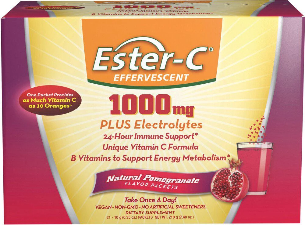 Ester-C All Day Immune Support Ester-C Effervescent Packets Pomegranate 1