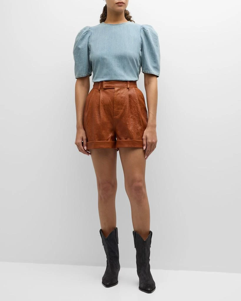 FRAME Pleated Leather Shorts 3