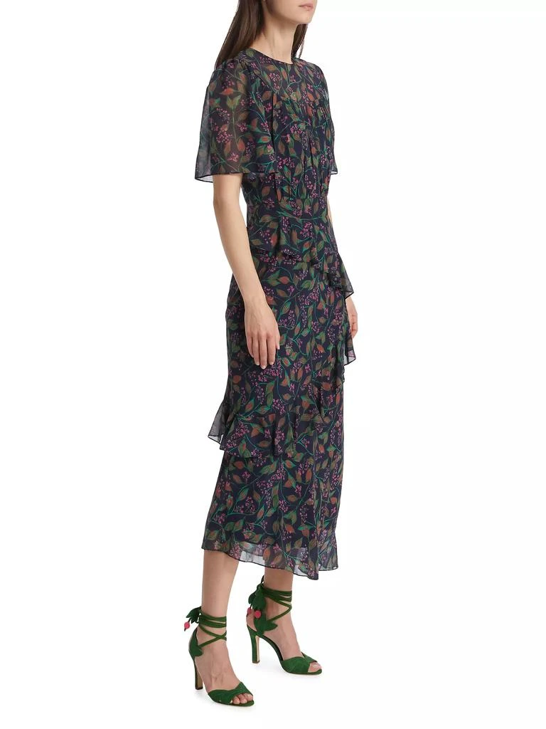 Saloni Vida Ruffled Silk Georgette Midi-Dress 4