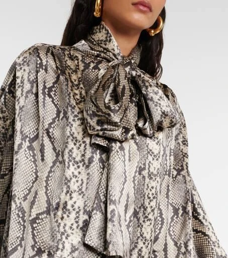 Balmain Snake-print tie-detail silk blouse 4
