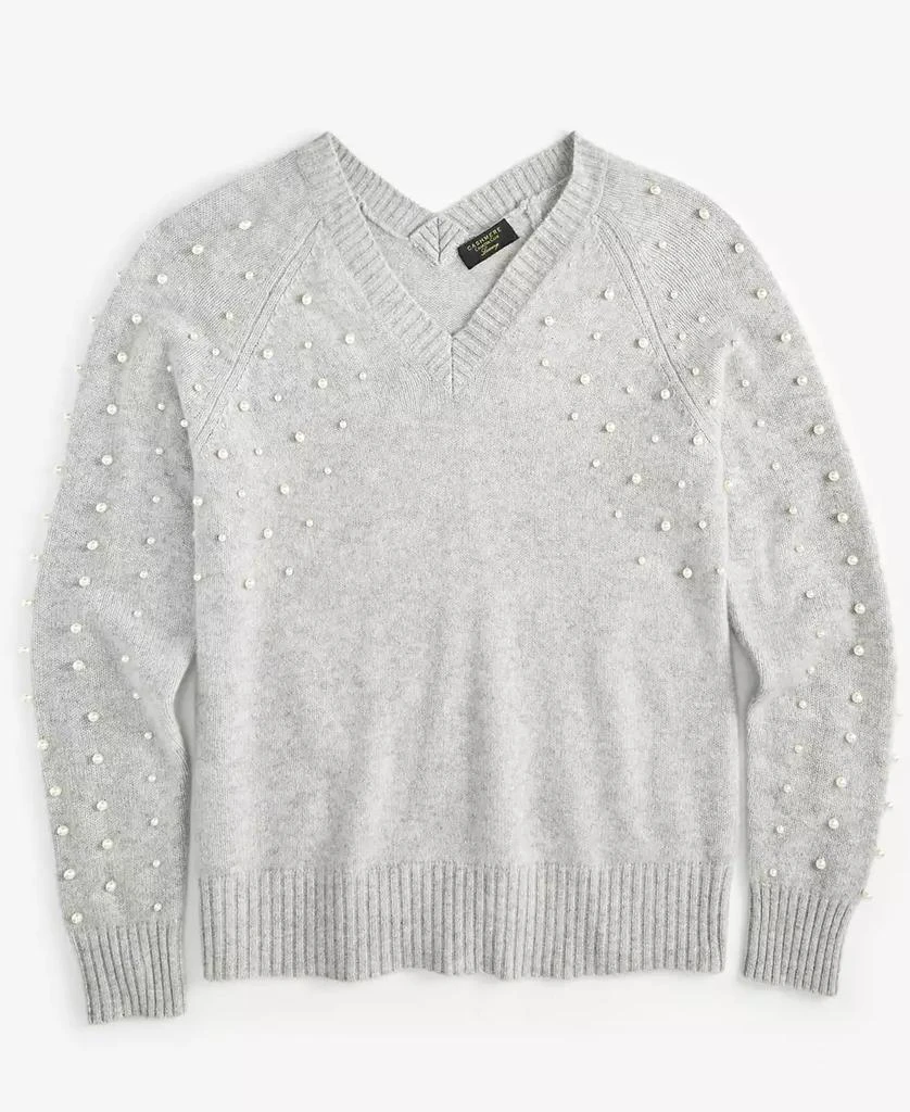 Women's Cashmere Faux-Pearl Double V-Neck Sweater, Created for