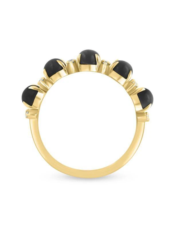 Effy 14K Yellow Gold, Onyx 
0.11 TCW Diamond Band Ring 2