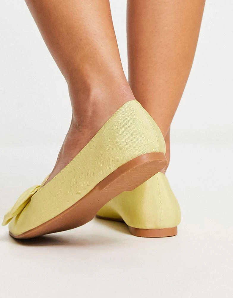 ASOS ASOS DESIGN Wide Fit Lake bow pointed ballet flats in lemon 4