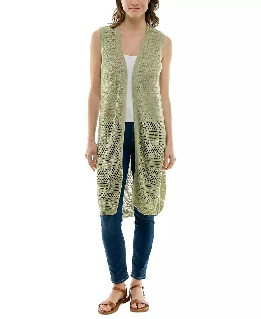 Ultra Flirt Juniors' Open-Knit Pointelle Duster Sweater Vest 4