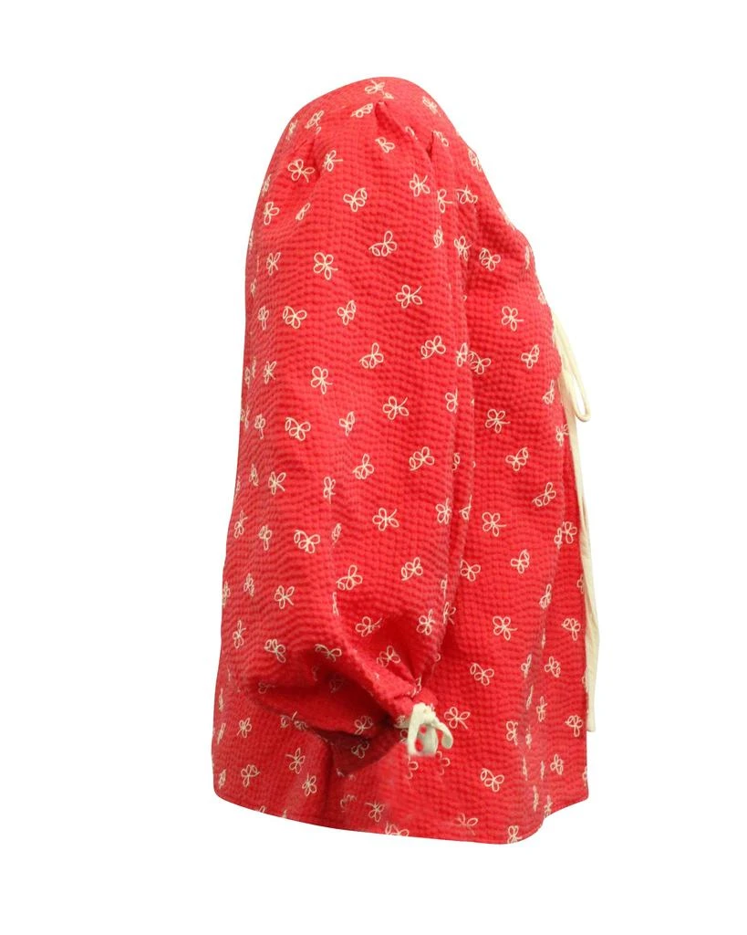 Rosie Assoulin Floral Tie Neck Blouse in Red Polyester 2