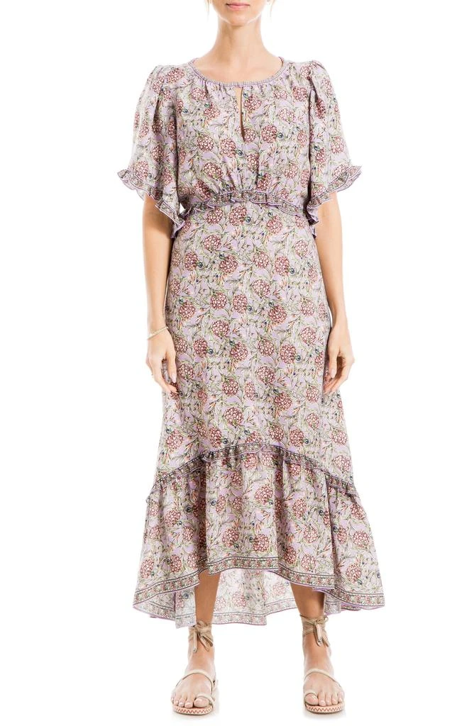 Max Studio Keyhole Short Sleeve High-Low Midi Dress 1