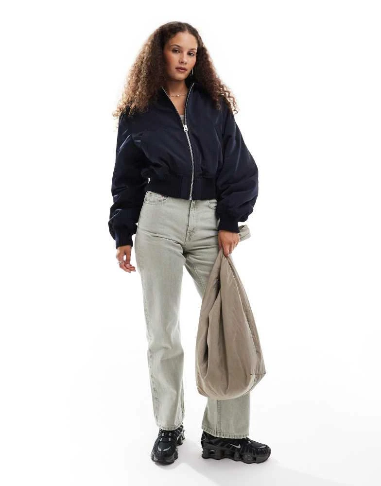 Weekday Weekday Irma padded bomber jacket in navy 3