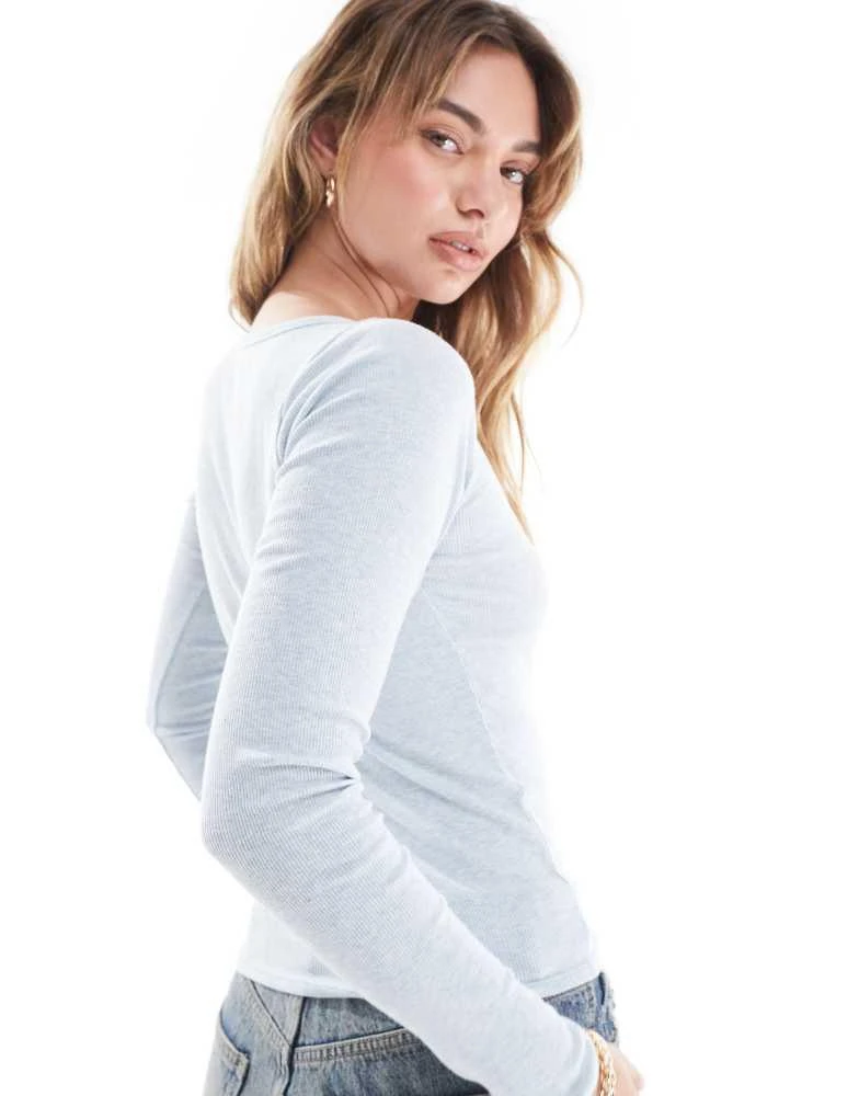 HOLLISTER Hollister ribbed scoop neck top in blue 4