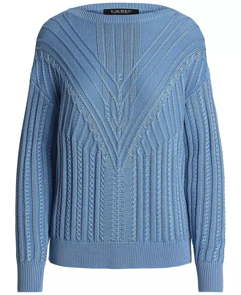 Ralph Lauren Women's Cable-Knit Cotton-Blend Boatneck Sweater, Regular & Petite 5