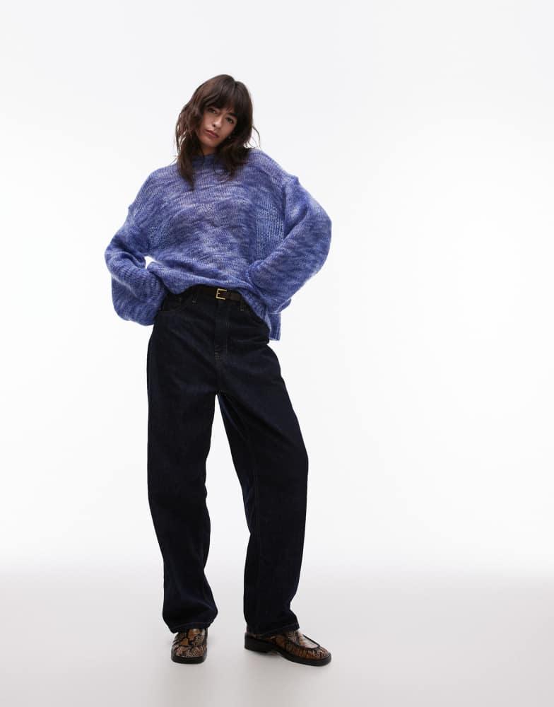 ARKET ARKET super soft alpaca and wool blend  relaxed sweater in blue space dye
