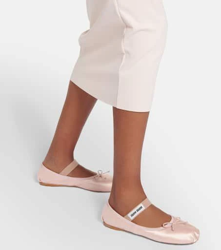 Miu Miu Logo satin ballet flats 4