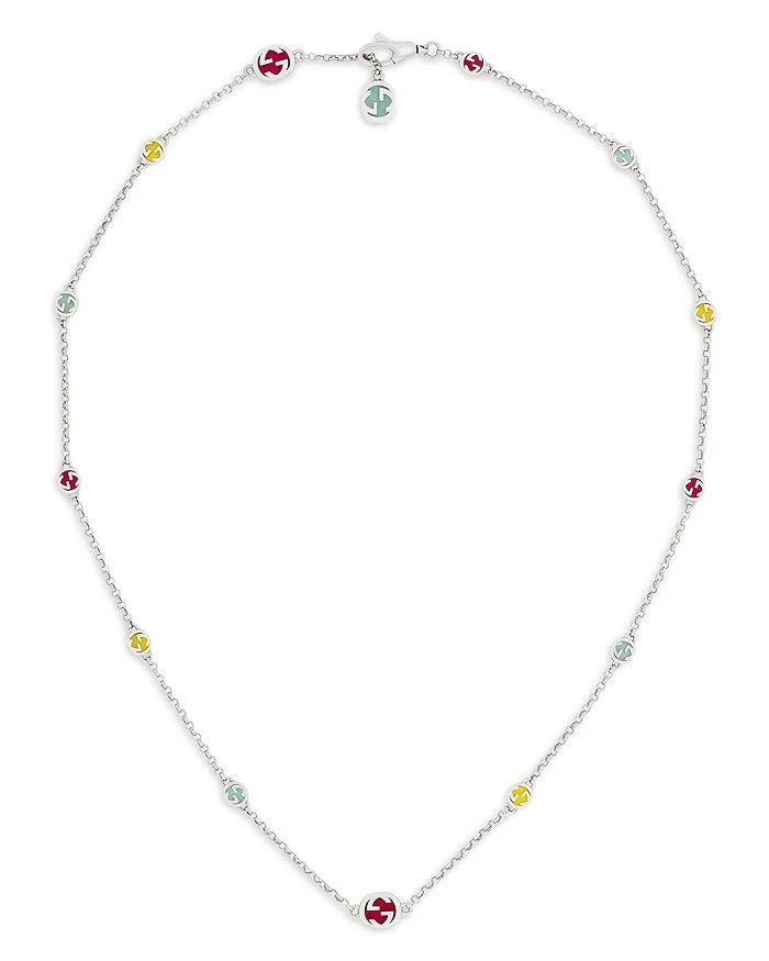 Gucci Sterling Silver Interlocking G Multicolor Strand Necklace, 16.5"-17.7"