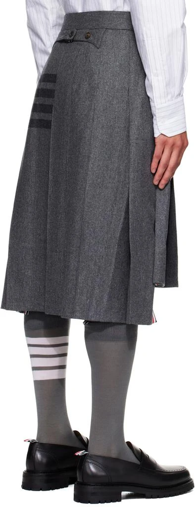 Thom Browne Gray Flannel 4-Bar Classic Midi Pleated Skirt 3