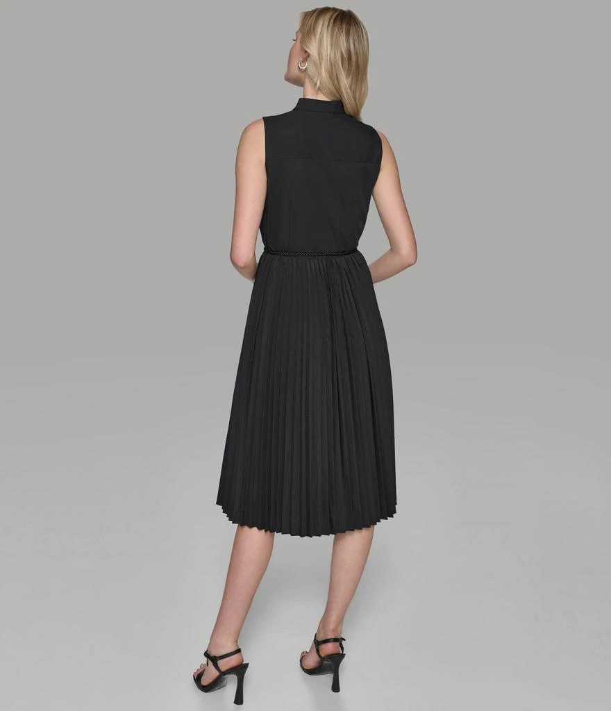 Karl Lagerfeld Paris SLEEVELESS PLEATED POPLIN MIDI SHIRT DRESS 2
