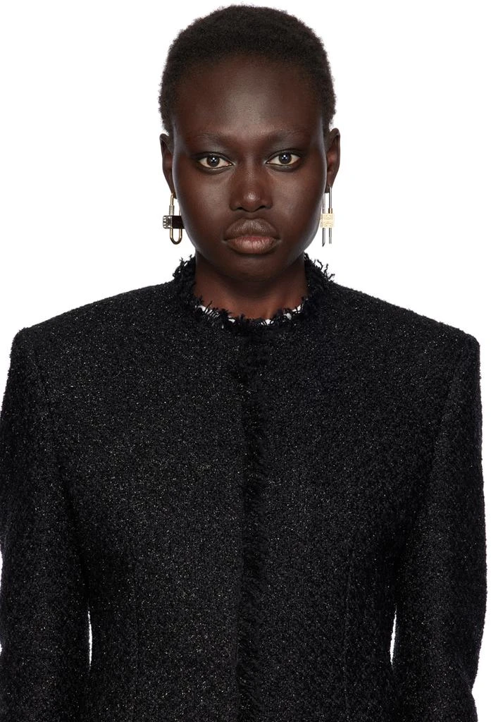 Givenchy Gold & Silver Lock Asymmetrical Earrings 3