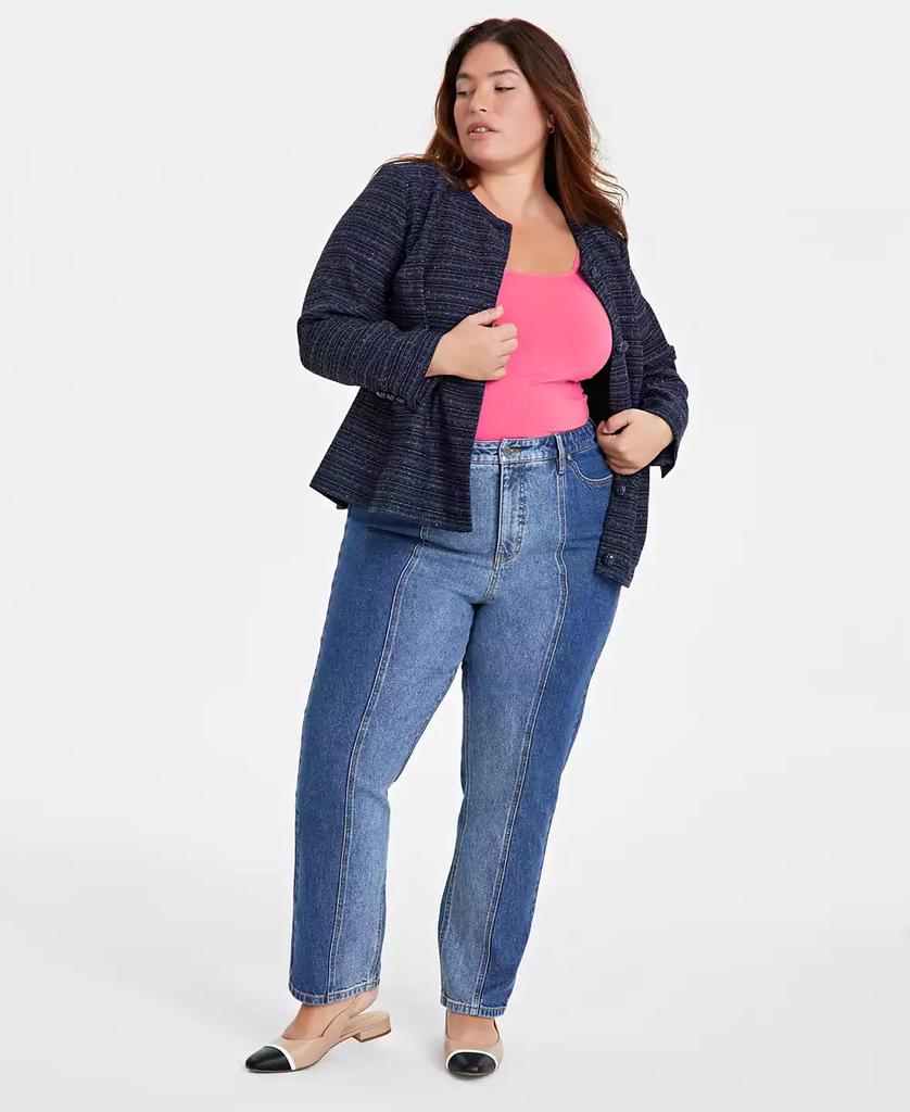 On 34th Trendy Plus Size Two-Tone Straight-Leg Jeans, Created for Macy's