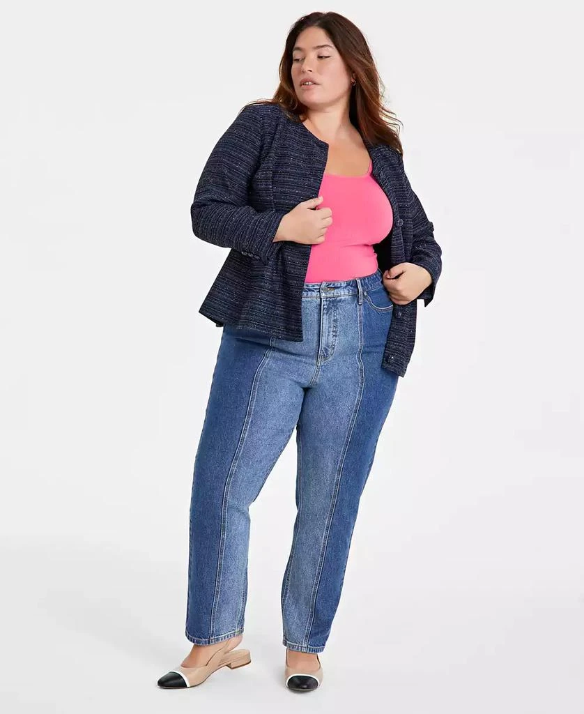 On 34th Trendy Plus Size Two-Tone Straight-Leg Jeans, Created for Macy's 2