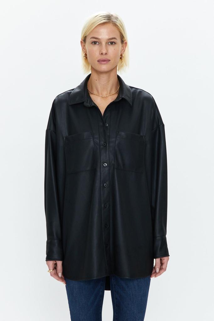 Pistola Denim Rena Button Down Tunic Shirt - Slate Black
