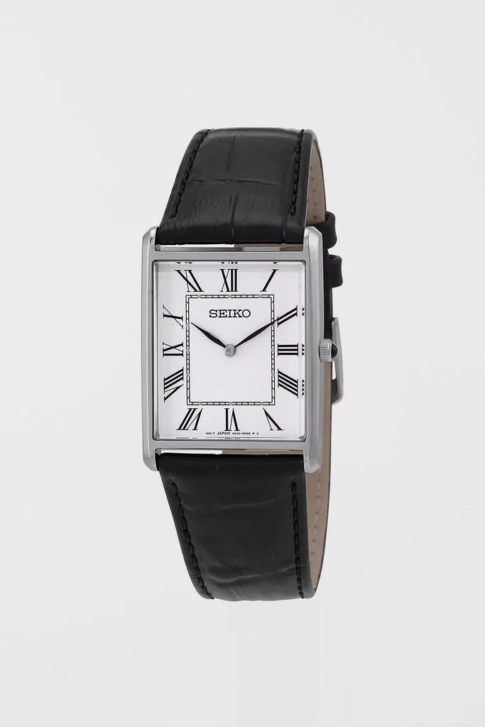 Seiko Seiko Essentials Quartz Black Leather Watch SWR049 1