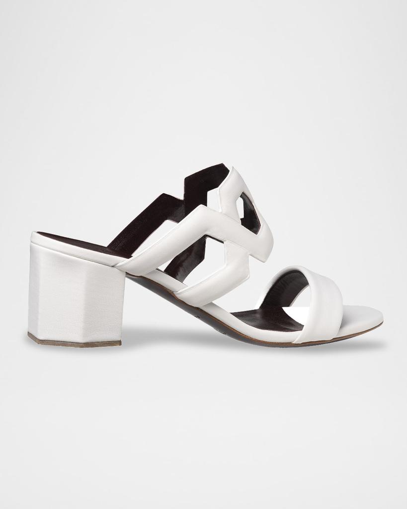 Bougeotte Leather Block-Heel Slide Sandals