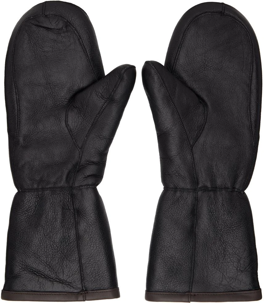 Yves Salomon Black Curly Merino Mittens 2