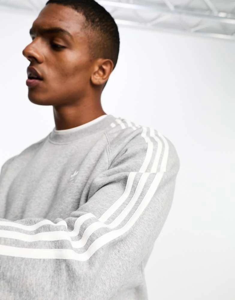 Adidas adidas Originals adicolor three stripe sweatshirt in grey 2