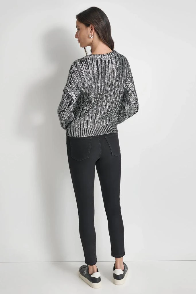 DKNY FOIL PRINT CHUNKY CABLE SWEATER 2