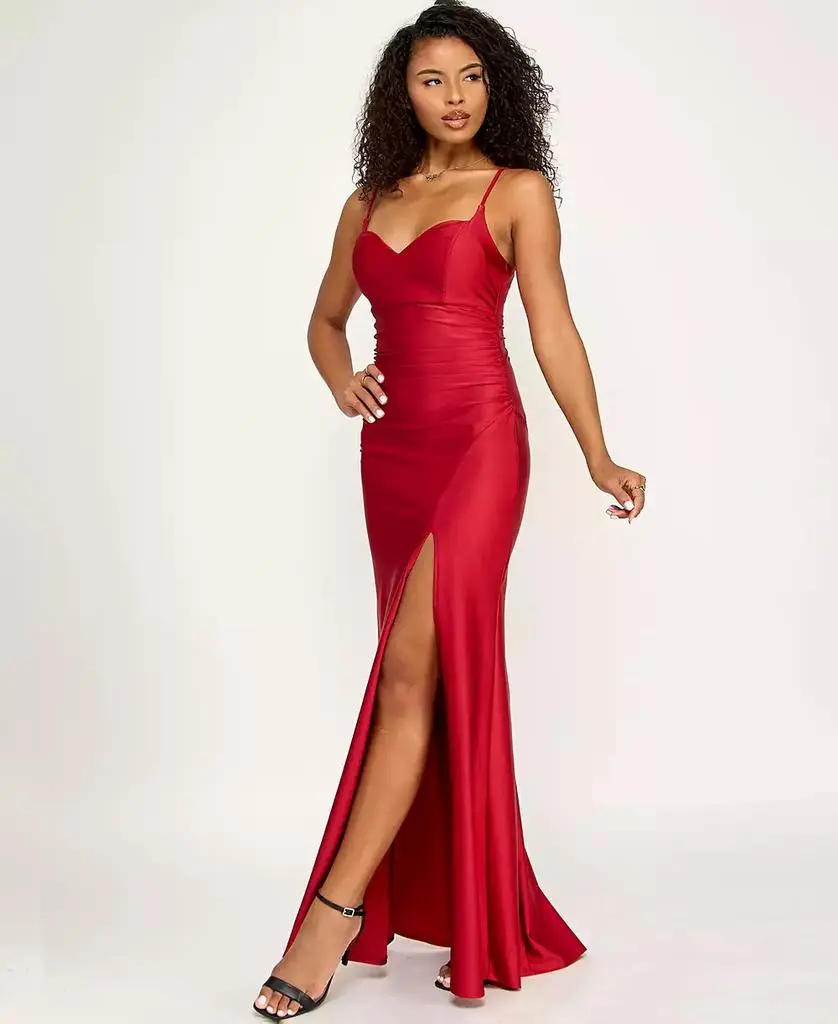 Emerald Sundae Juniors' V-Neck Front-Slit Sleeveless Gown - Dresses & Skirts - Free Shipping - BeyondStyle Emerald Sundae Juniors' V-Neck Front-Slit Sleeveless Gown - Dresses & Skirts - Free Shipping - BeyondStyle